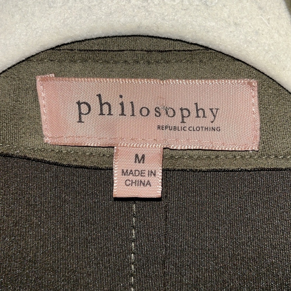 Philosophy faux leather trench belt wrap  Sz M olive green - Picture 7 of 13